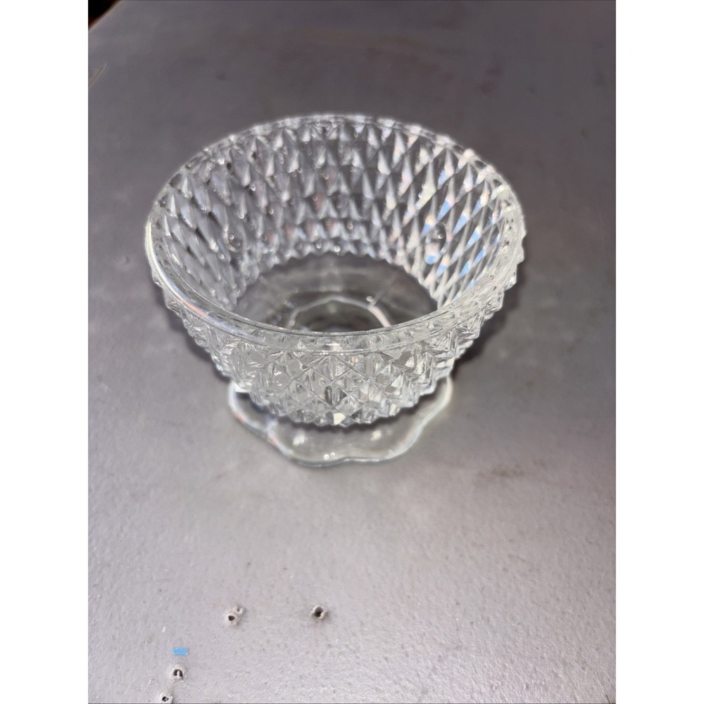 Vtg. Clear Indiana Glass Diamond‎ Pattern Fairy Lamp BOTTOM ONLY